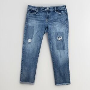 GAP Denim Distressed Straight Jeans Womens 29 Raw Hem Cropped